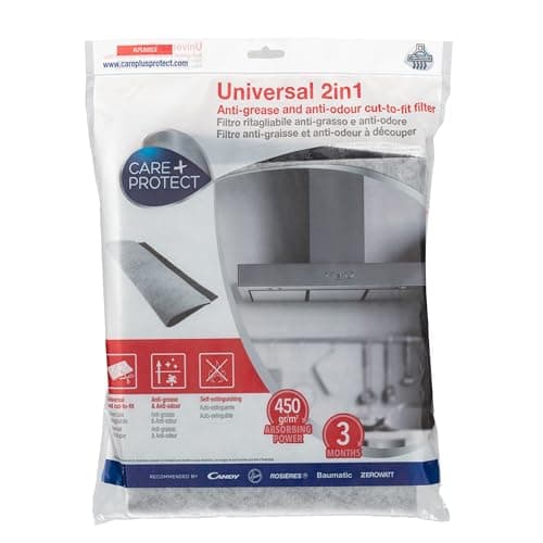 CARE+PROTECT Filtre de Hotte Aspirante - Universel 2 en 1 - à Charbons Actifs - Anti-Odeur et Anti-Graisse - Capacité D'absorption Supérieure - Découpable sur Mesure - 47 x 57 cm