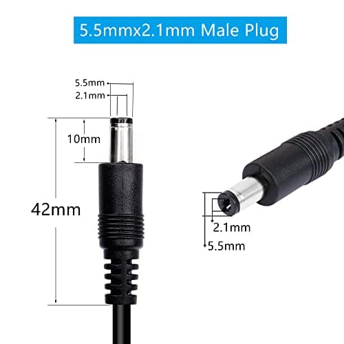 GINTOOYUN Lot de 2 câbles CC 5,5 mm x 2,1 mm vers bêche, connecteur mâle DC 5521 vers fourche, câble à sertir rapide de type U, 80 cm