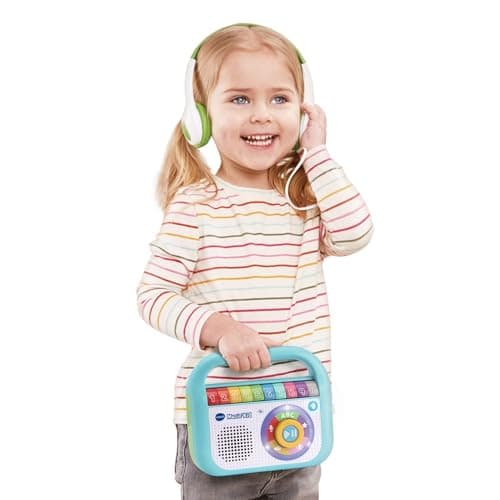 VTech - Music'Kid, Baladeur Musical Enfant, Enceinte Bluetooth Lumineuse avec Comptines, Chansons Éducatives et Relaxantes, Enregistreur Vocal, Cadeau Enfant Dès 2 Ans - Contenu en Français