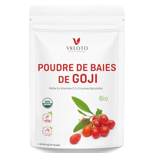Poudre de Goji Bio Extraits, Baies Biologiques de Goji Poudre, Baies de Goji Bio de Qualité Supérieure - Immunité et Fatigue, Sans Additifs, Sans OGM, Supplément de Fines Herbes, 454g/1lb