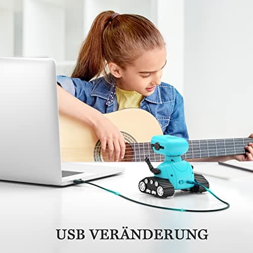 ALLCELE Robot Enfant Jouet,Télécommandés Rechargeables, avec Yeux LED, Musique et Sons Intéressants pour Garçons et Filles à Partir de 3 4 5 6 7 8 Ans Cadeau d'anniversaire(Bleu)