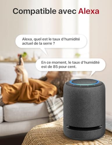 X-Sense WiFi Thermomètre Hygromètre Intérieur, Smart Moniteur de la Température et de l'Humidité avec Alertes sur l'App, Exportation Gratuite des Données Stockées, Compatible avec Alexa, STH55