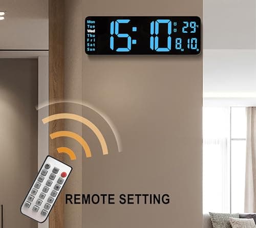 iTOMA Horloge numérique, 13 "Grand écran LED Horloge Murale pour la décoration de Salon, réveil, minuterie, 12 / 24h, Grande Horloge à Gradation Automatique de luminosité avec Date/température 6629
