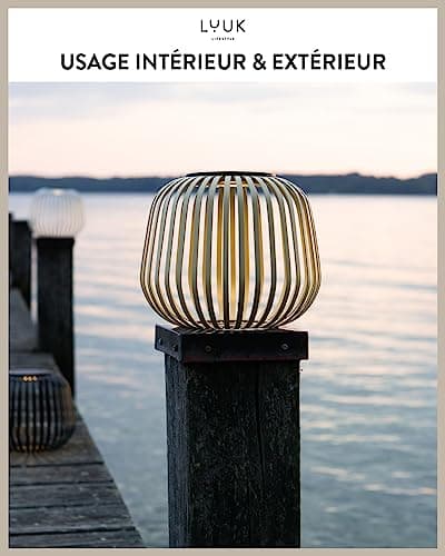 LUUK LIFESTYLE Lampe solaire minimaliste LED, design bohème, sans fil, lampe de terrasse rechargeable, luminosité variable, Marron sable