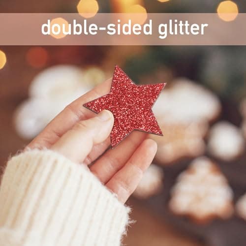 36Pcs Etoile Bois Noël Confetti Scintillant Décoration à disperser Table Cadeau Noël (Etoile à 5 branches Rouge)