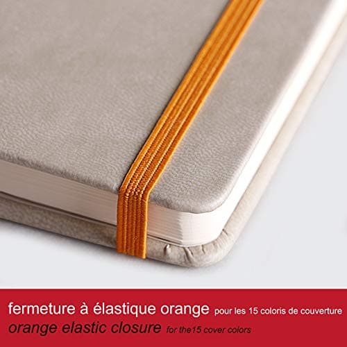 RHODIA 118753C - Carnet Rigide Coquelicot - A5 14,8 x 21 cm - Ligné - 192 pages - Papier Clairefontaine Ivoire 90 g/m2 - Marque-Page, Fermeture Élastique - Couverture Simili Cuir