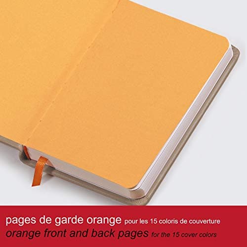 RHODIA 118753C - Carnet Rigide Coquelicot - A5 14,8 x 21 cm - Ligné - 192 pages - Papier Clairefontaine Ivoire 90 g/m2 - Marque-Page, Fermeture Élastique - Couverture Simili Cuir