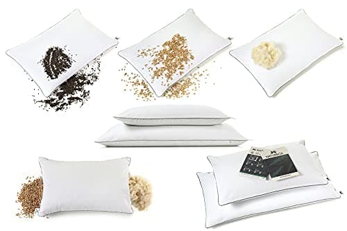 NATURECA Oreiller Epeautre Bio, Oreiller Ferme de taie Oreiller Ergonomique Coton, Oreillers 40x80 pour la Nuque, Oreiller orthopédique Anti Douleur vannure d’épeautre, décontracter Les Muscles