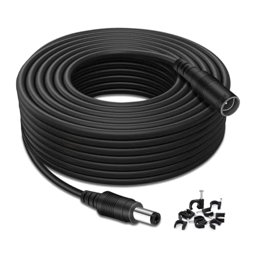Lonnky Câble d'Extension DC Noir de 10 Mètres 2,1 mm x 5,5 mm Mâle à Femelle, Compatible avec Caméras de Sécurité CCTV (TAPO C200), DVR, Tubes LED, Routeurs (TP-Link WR841ND)