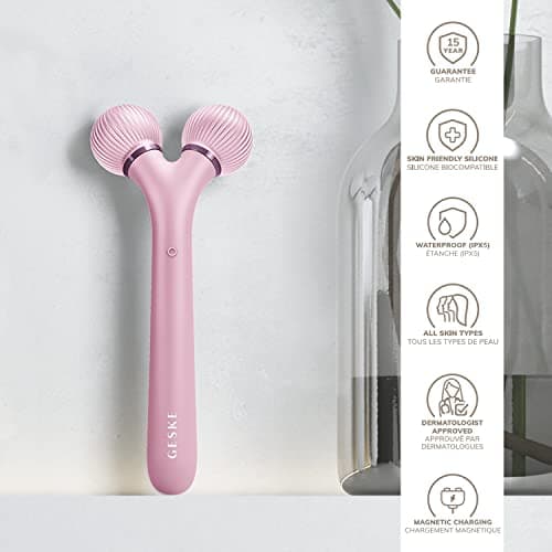 GESKE | Rouleau facial sonique SmartAppGuidedTM | 4 in 1 | Dermaroller | Appareil pour le visage | Rouleau dermique | Rouleau facial professionnel | Raffermit et redessine la peau du visage