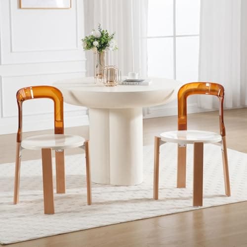 Wahson Chaises de Salle à Manger Lot de 2 Chaises Salle à Manger en PC avec pieds bois Chaise de Cuisine sans Accoudoirs, Chaise de Salon Dossier Incurvé pour Salle à manger, Salon et Chambre, Marrron
