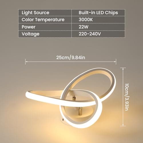 Osairous Plafonnier LED Moderne, 22W 2500LM Lampe de Plafond Blanc Chambre, Luminaire Plafonnier Cuisine en Aluminium pour Balcon Salon Couloir, Blanc Chaud 3000K, Dia 25cm