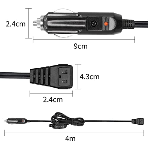YACSEJAO Câble de réfrigérateur avec interrupteur 4 m 12/24 V CC - Prise allume-cigare de rechange pour voiture