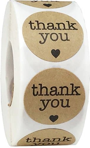 Kraft Naturel Brun Thank You Autocollants, 25 mm 1 Pouce Étiquettes Circulaires 500 Paquet