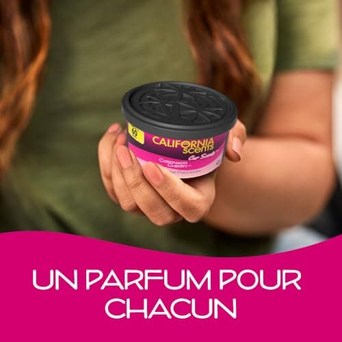 California Scents, Boite de Parfum Voiture, Lot de 4 Désodorisants Voiture Parfum Cerise Coronado, Accessoire Voiture Pour Éliminer les Odeurs, Senteur Longue Durée et Ajustable