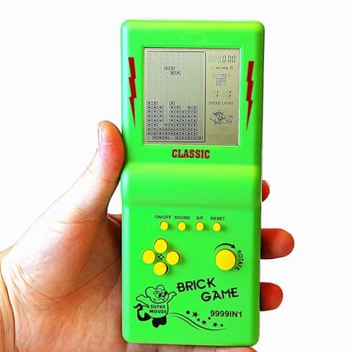 CZT Nouvelle Console de Jeu en Brique Grand écran Puzzle Nostalgique Classique Intégré 23 Jeux Vitesse/Difficulté Réglable Alimenté par 2 Piles AA (Non incluses) Meilleur Cadeau (Vert)