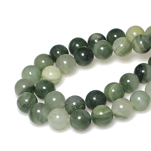 MJDCB 4mm 85 pièces Jade Vert Gazon Perle Pierre Naturelle Ronde en Vrac Perles Semi Precieuse pour Fabrication de Bijoux de Bracelets et de Colliers