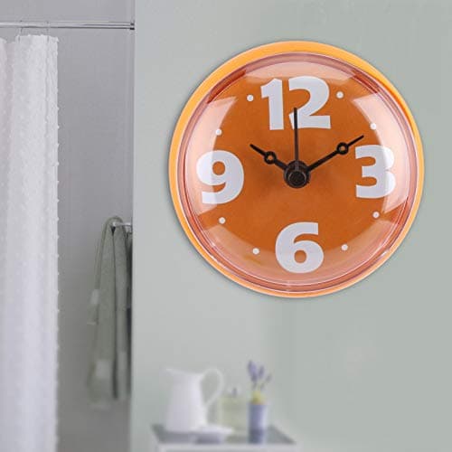 03 Horloges de Salle de Bain Horloge de Salle de Bain Murale, Horloge étanche extérieure Horloge étanche Horloge de Douche, pour Cuisine pour Salle de Bain(Orange)