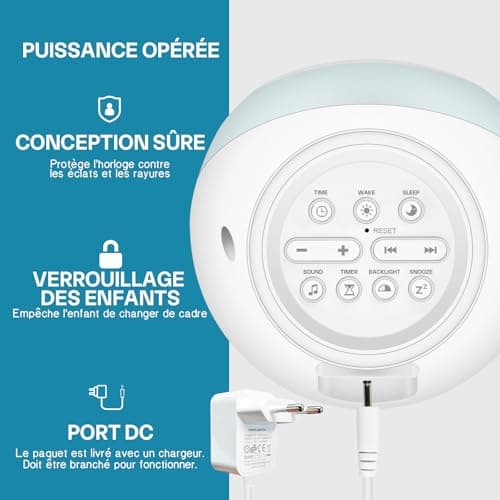 I·CODE Réveil Enfant, Réveil d’Apprentissage au Sommeil pour Enfant, avec Affichage de la Lune et du Soleil, veilleuse, Alarme et Son favorisant Le Sommeil intégrés