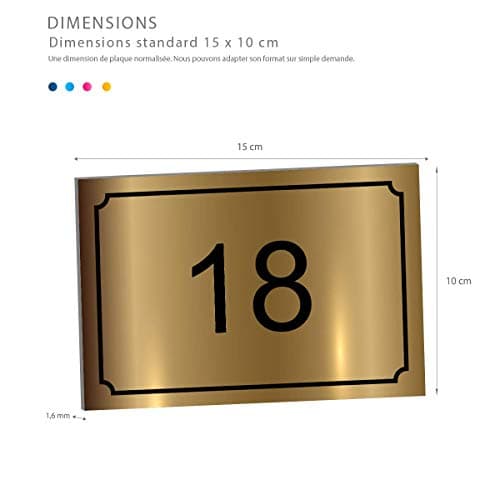 Plaque De Numéro De Rue Avec Dessin - Numéro De Maison PVC Déco – Plaque Gravée À Personnaliser 15 x 10 cm (Or Brillant + Dessin)
