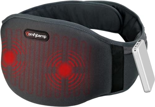 Comfytemp Ceinture Chauffante Lombaire, Coussin Chauffant Pour Dos Sans Fil Avec 3 Modes de Massage et 3 Niveaux de Chauffage, pour Soulager des Douleurs Lombaires, Abdominales, Jambes