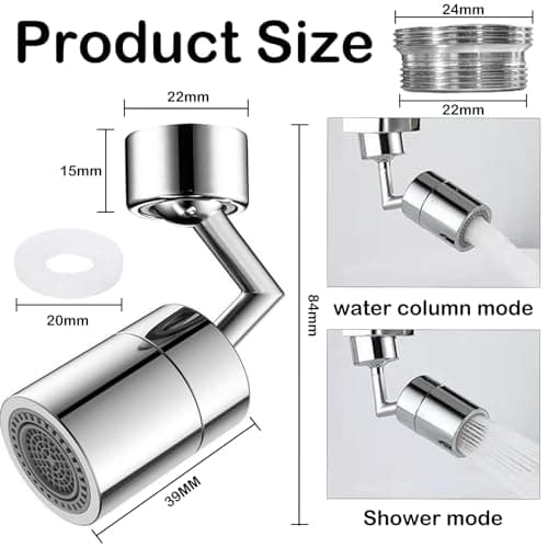 Pivotant Aérateur de Robinet Aérateur de Robinet Mousseur Robinet Cuisine Embout Robinet Salle de Bain Rotating Faucet Aérateur Robinet 2 Modes Adaptés a la Salle de Bain et a la Cuisine