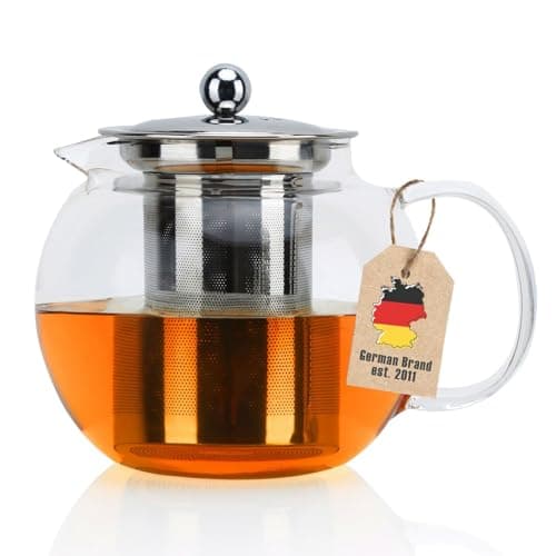 Intirilife Théière avec Filtre en Clair – 800ml Tisanière en Verre Borosilicaté avec Poignée Résistante à la Chaleur – Approprié pour Les Boissons Chaudes et Froides comme Le Thé, Le Café