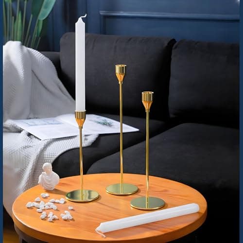 ZHYLUO Bougeoir Doré Coniques 6 Pièces Chandelier de Mariage 33/28/22cm Chandeliers Coniques pour la Maison pour Les Fêtes,Mariages,Dîners,Dîner Aux Chandelles