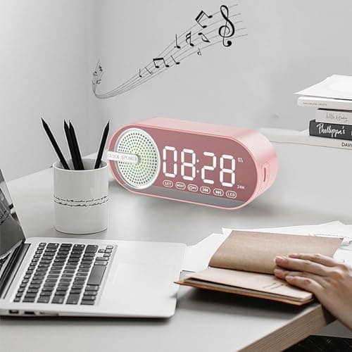 Smileshiney Réveil numérique avec Haut-Parleur | Petit réveil pour Gros dormeu avec Haut-Parleur - Machine sonore réveil sans Fil Vintage Petit Haut-Parleur pour Camping, Voyage, extérieur
