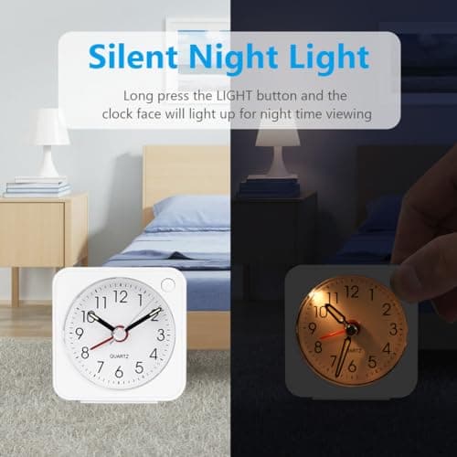 Vicloon Mini Réveils,Réveil Matin à Piles Réveil Enfant with Snooze and Light Reveil Matin à Piles Silencieux sans Tic-tac Réveil Doux pour Maison,Chambre à Coucher,Bureau