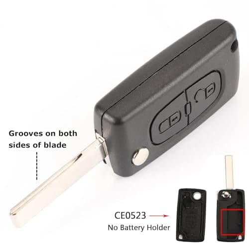 HooRLZ Coque Clé C-itroën C3, Compatible pour C-itroën C2 C3 Picasso C4 C6 C8, Peugeot 207 307 308 407 3008 5008, Boitier Clé C3, TéLéCommande C3, Clef 207 Peugeot - 2 Boutons, CE0523