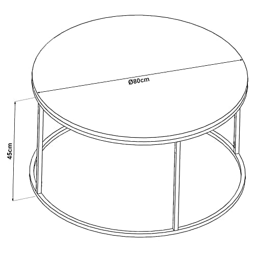 [en.casa] Table Basse Ronde pour Salon Métal Verre Trempé Clair 45 x 80 cm Noir Transparent