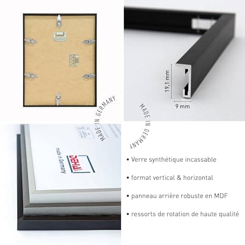 DEHA Design cadre en aluminium Tribeca, 21x29,7 cm (A4), Structure Noir Mat