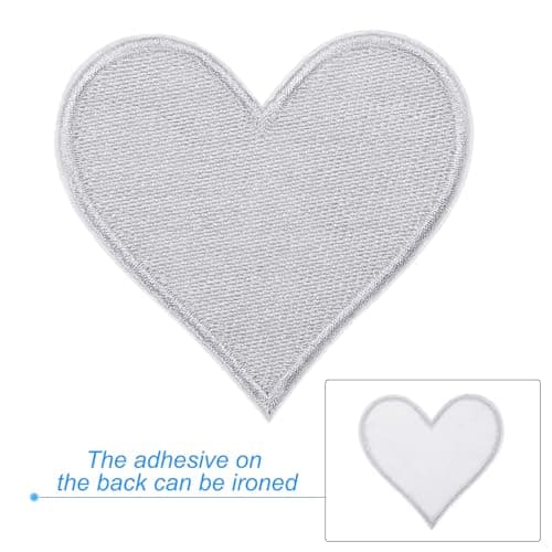 PATIKIL Thermocollant Correctifs, 3 Paquet Coeur Forme Coudre Brodé Correctifs Amour Appliques Embellissements pour Vêtements Vestes Chapeau Sac Dos Réparation Décorations, Blanc