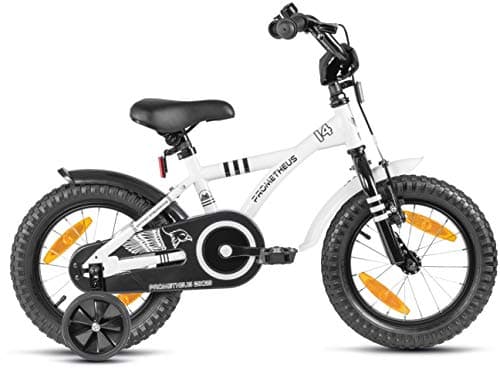 PROMETHEUS BICYCLES Velo Enfant 4 Ans - vélo Fille 14 Pouces a Roulette pour 3 a 5 Ans - Petite Princesse en Blanc