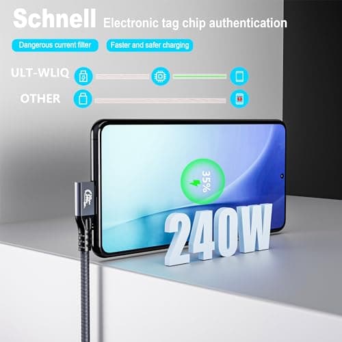MOPOCHG Câble USB C vers USB C Coudé 240W Charge Rapide Câble USB 3.2 Vidéo 4K 60Hz Data Sync à 20Gbps Pour iPhone 15 Plus Pro Max MacBook Pro Air iPad Pro Galaxy S24 S23 Plus Ultra Tab S9 (1M)