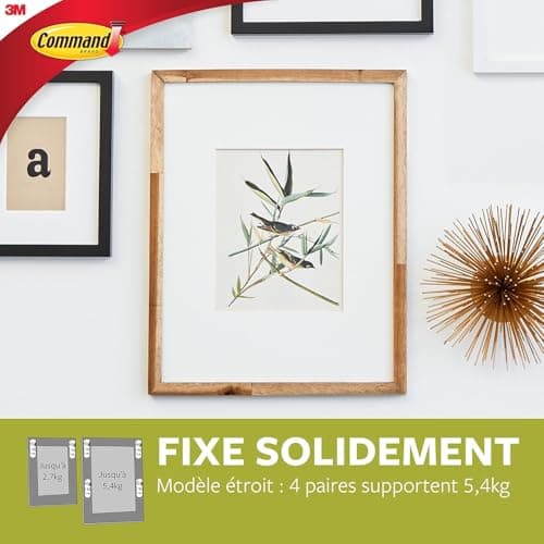 Command Languettes Accroches Tableaux pour Cadres Fins, Blanc, 14 x 2 Languettes - Fixation sans Dommage
