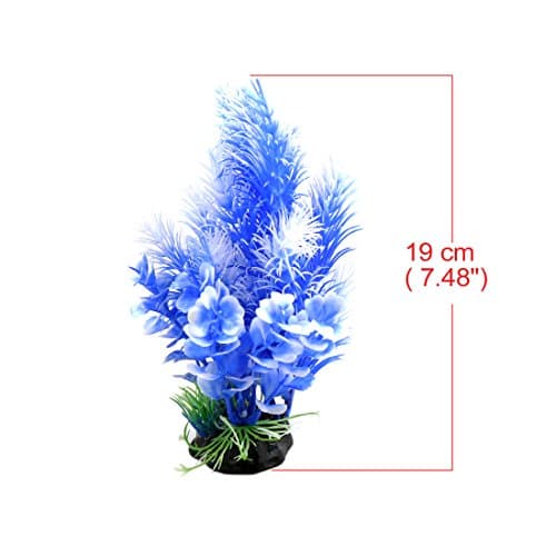 sourcing map Plante Plastique Blanc Bleu Aquarium Décor Poisson Reptile Terrarium