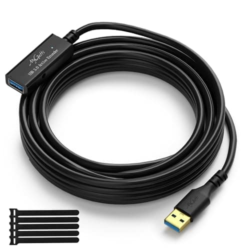 Mygatti Câble d'extension USB 3.0 mâle vers femelle actif de 5 mètres,avec 1 amplificateurs de signal,compatible avec ordinateurs portables,disques durs,VR,avec 5 attaches de câble