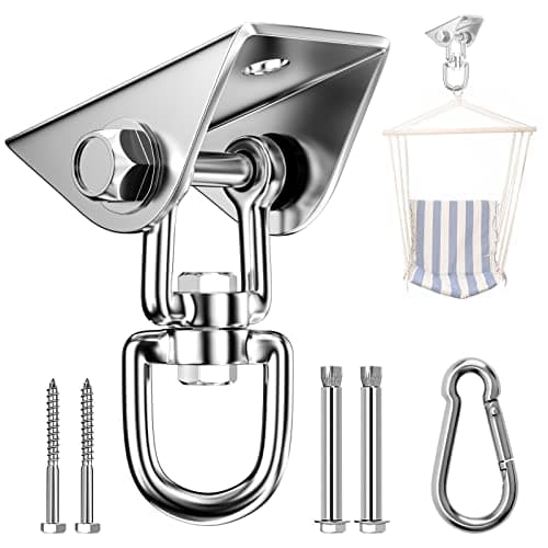 Relota Crochet Plafond Lourds Acier Inoxydable 450 kg capacité 360 ° Rotation, Crochets balancoire Suspension avec Vis Fixation pour Chaise Suspendue, balançoire, Serviette Yoga, Sac de Frappe,hamac