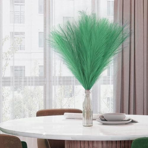 VIDSTW 30 Pièces Herbe de la Pampa Vert Pampa Artificielle de Moelleux Pampas Fleur Sechees Decoration Boheme Pampa Fleur Sechees Naturel Décoration Fleur Sechees pour Mariage Maison