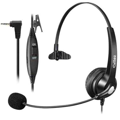 2,5mm Prise Jack Casque Téléphone Fixe sans Fil pour Gigaset C430A CL660HX Panasonic Cisco Spa Polycom DECT, Oreillette Filaire avec Micro Anti-Bruit pour Téléphonique Travail Centre d'appel Bureau