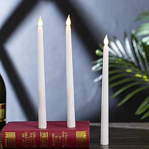Sequpr Lot de 6 Bougies à LED, Bougies sans Flamme, Bougies à Piles, Bougies Longues LED pour Noël Table Mariage Anniversaire Fête Décoration (Blanc)