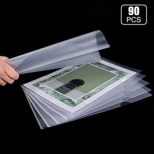 MIVIDE 90pcs Chemise Plastiques A4 Transparente, Dossier Pochette Document Plastique, Sous Chemise Plastique a4 pour Ranger et Classer Papiers, Documents (31 x 22cm)