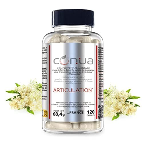 Formule Articulations douloureuses 7 en 1 Conua | GLUCOSAMINE + CHONDROÏTINE Mobilité & Souplesse Articulaire | Flexibilité Capital Osseux | + Vitamine C* et D* + Cuivre* + Manganèse + Reine des prés