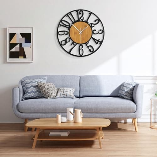 Mee 2ou Horloge Murale Design Moderne et Vintage, 80cm/ 32 Pouces Silencieuse sans Tic-Tac, Grande Horloge Murale Géante XXL, Disponible en 34cm, 40cm, 50 cm, 60 cm, 80 cm pour le Salon Cuisine Bureau