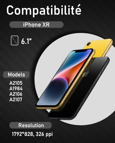 bokman Écran pour iPhone XR, 6.1 Pouces Affichage FHD et Remplacement de l'écran Tactile (Face ID, True Tone Programmable)