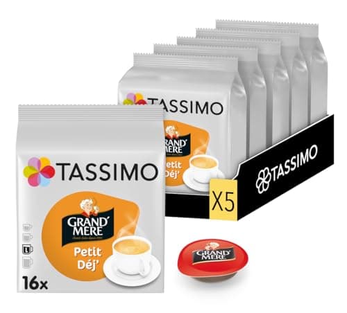 Tassimo, 80 Dosettes Café Petit Déj' Grand'Mère, Compatibles avec les machines TASSIMO, 80 Cafés Riches et Généreux, 5 packs de 16 dosettes