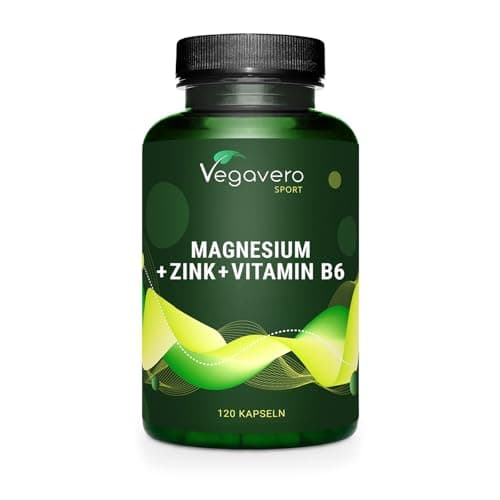 ZMA Vegavero® | Sans Additifs & VEGAN | Avec Zinc + Magnésium Naturel + Vitamine B6 | Qualité Supérieure : Avec AquaminTM Mg | Aspartate de Zinc | Musculation & Sommeil | 120 Gélules