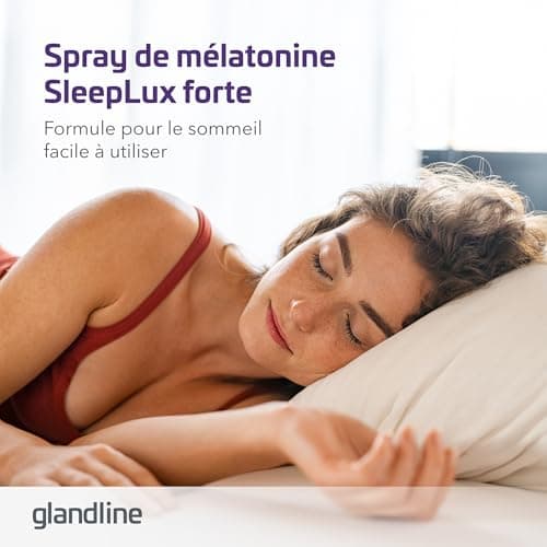 Melatonine spray SleepLux Forte (50 ml), 1 mg de mélatonine naturelle pour un meilleur sommeil, Vitamine B6, Goût de menthe, À base de plantes et végétalien, 380 pulvérisations par Sensilab